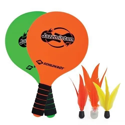 Jeu de raquettes de plage SCHILDKROT JAZZMINTON avec 2 raquettes, 3 volants et une balle LED-0