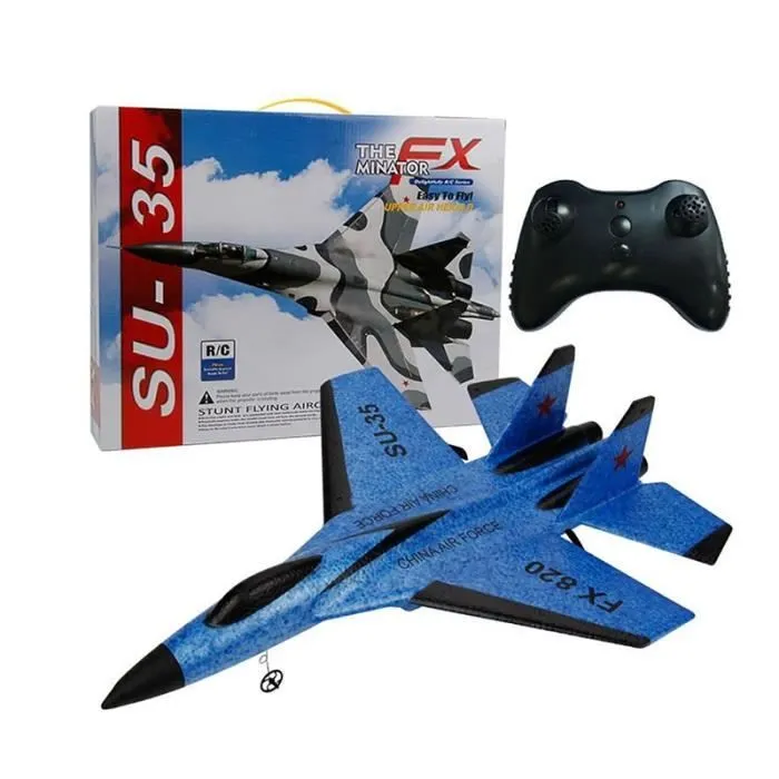 SHOP-STORY - FX AIRPLANE BLUE : Avion de Chasse Télécommandé Type FX-620 SU-35 Longue Portée Transmission 2,4GHz Ultra Résistant-3