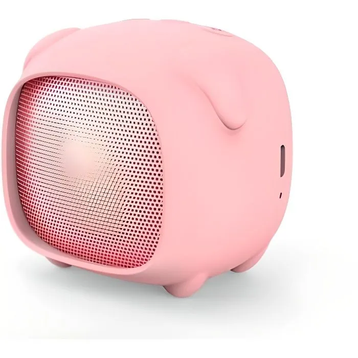 Pack enceinte Bluetooth fille 2 coque interchangeable lapin/cochon Rose-0
