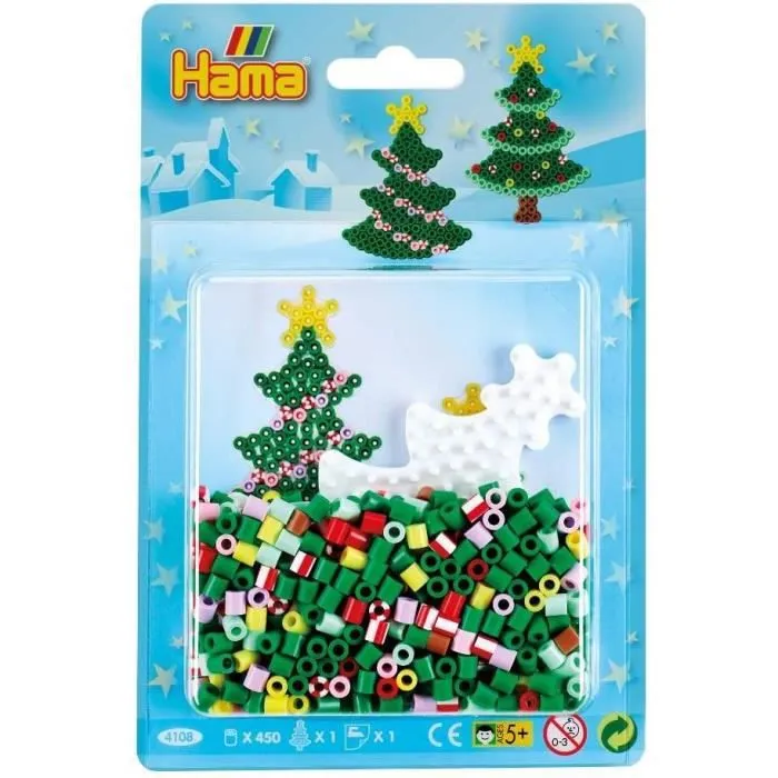 Jouet créatif - HAMA - Perles à repasser midi Arbre de Noël - 450 perles - 5,0 mm - Mixte-0