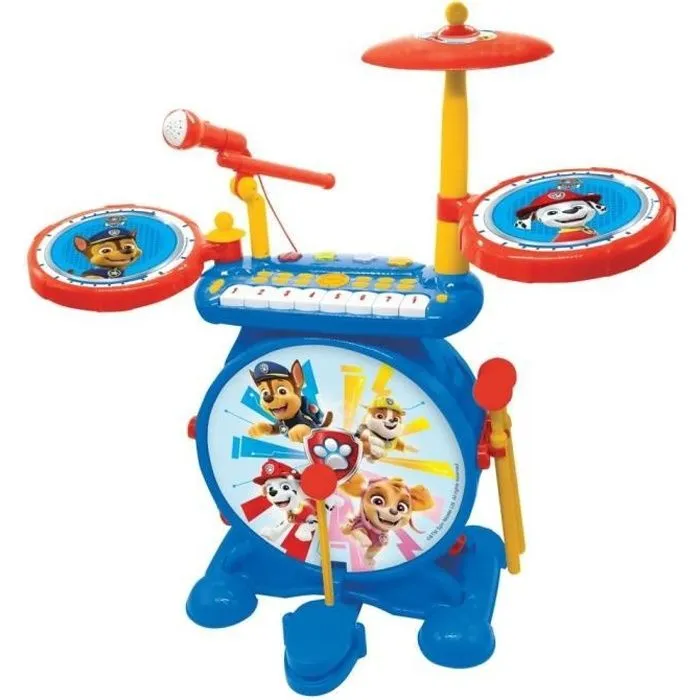 Pat' Patrouille - Batterie Électronique pour enfant - Lumineuse - Complète 3 en 1 - Clavier, cymbales et tabouret - LEXIBOOK-0