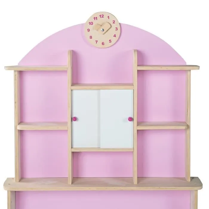 Epicerie en Bois ROBA avec Comptoir et Horloge - Rose / Blanc - Jouet d'Imitation pour Enfant de 3 Ans et Plus-1