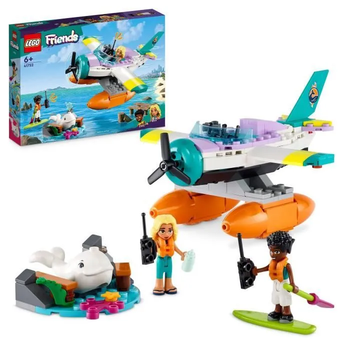 LEGO® Friends 41752 L’Hydravion de Secours en Mer, Jouet Avion avec Figurine Baleine et Mini-Poupées-0