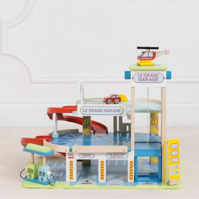 Garage pour enfant - LE TOY VAN - Le grand garage - Inclus voiture, hélicoptère et pompe à essence - Bleu-3