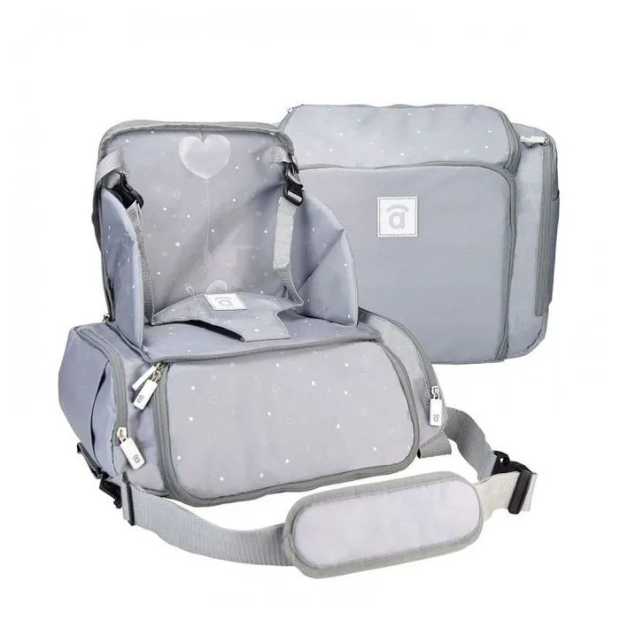 Sac Rehausseur et Poussette - Go Anywhere - Sushi Gris - Harnais 3 Points - Poches de Rangement-2