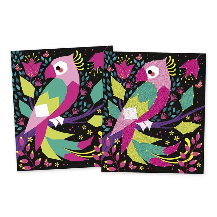 Kit Créatif - Coffret 2 Tableaux Fils Tendus Animaux De La Jungle À Créer-1
