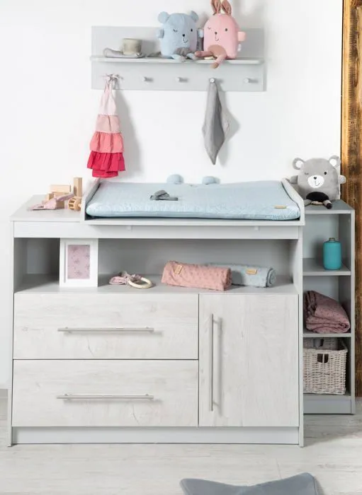 Chambre Bébé Duo Maren 2 - ROBA - Lit évolutif 70x140 - Gris clair / Chêne blanchi-3