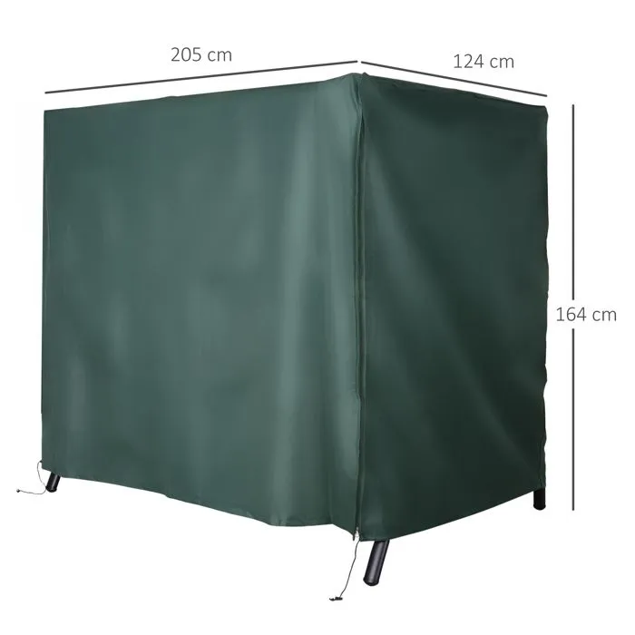 Housse de protection pour balancelle de jardin - Outsunny - toile oxford - ouverture zippée - 177 x 114 x 152 cm - vert foncé-3