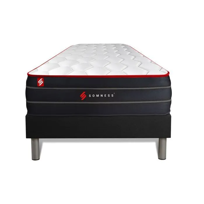 Ensemble sommier + matelas BOOST - Somness - 90x190 cm - Mémoire de forme - Ressorts ensachés - Noir-1
