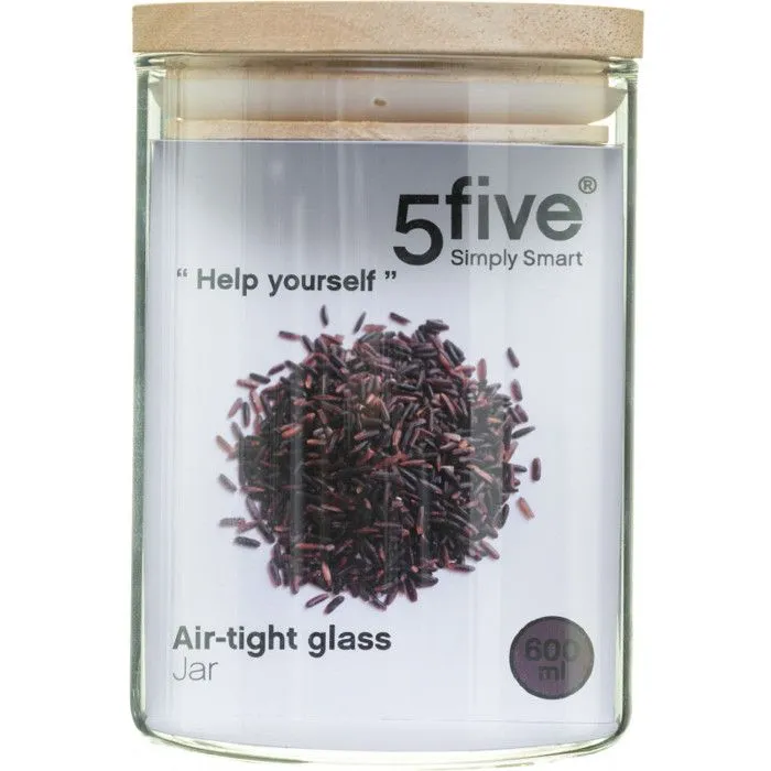 Bocaux de rangement en verre et bois couvercle hermétique Atmosphera - Bocal hermétique 0.6 Litre-2