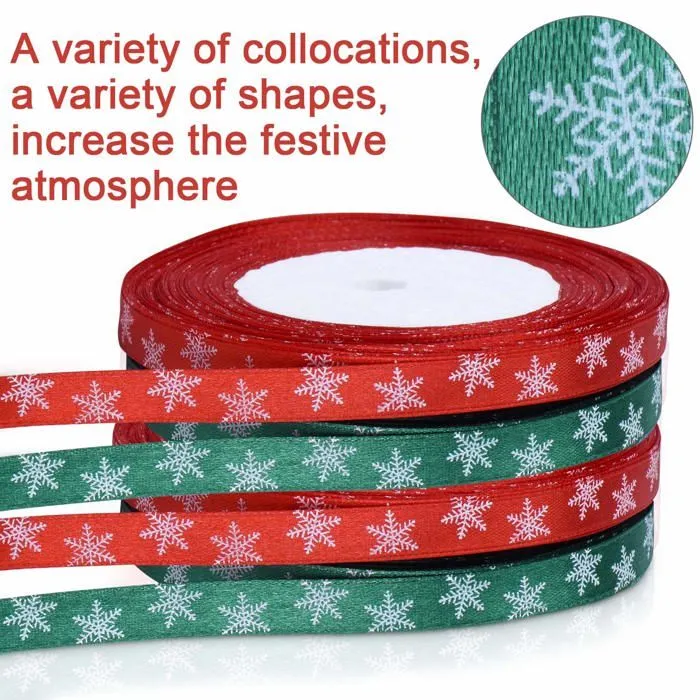 Tulle - noeud - ruban - ficelle Kiiwah - Snowflake Ribbon-RD+GN-2