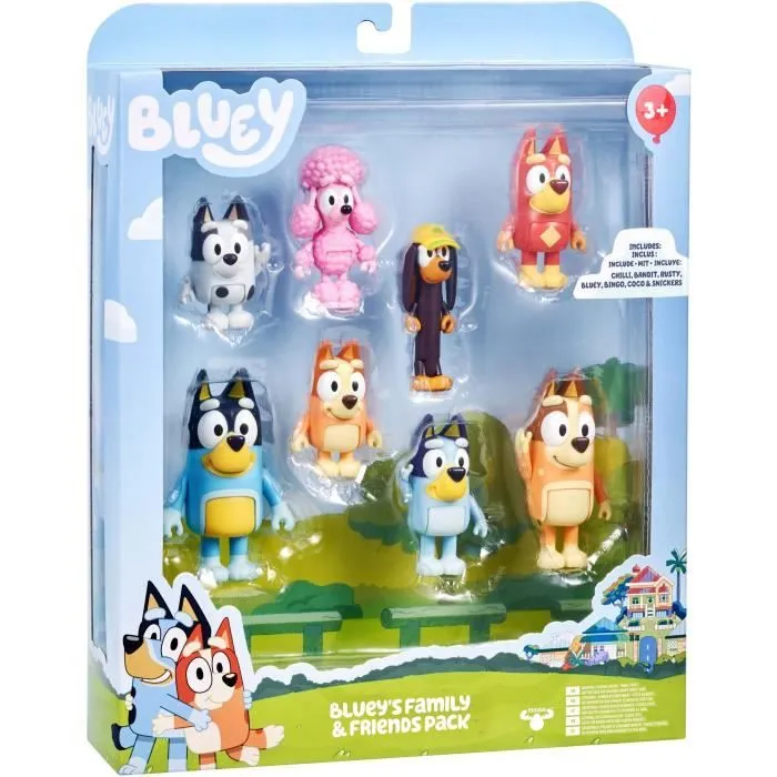 Figurines - BLUEY - Coffret 8 personnages - Figurines articulées - Univers de la série - Mixte-2