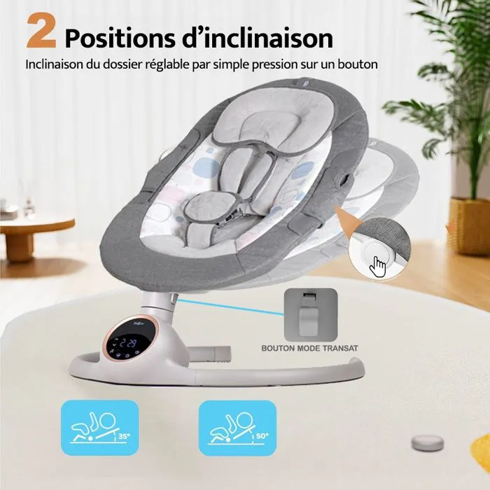 Balancelle bébé /transat électrique ALPHA bleu-4