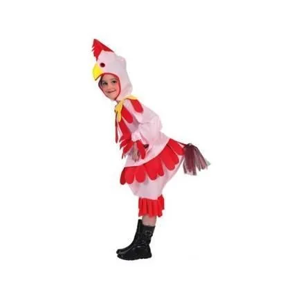 Déguisement Poule pour Fille 7/9 ans - Costume Animal Ferme Blanc-0