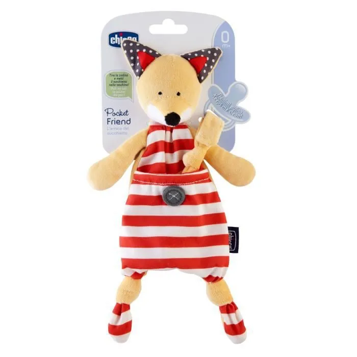 CHICCO-Doudou attache sucette Pocket friend renard-0