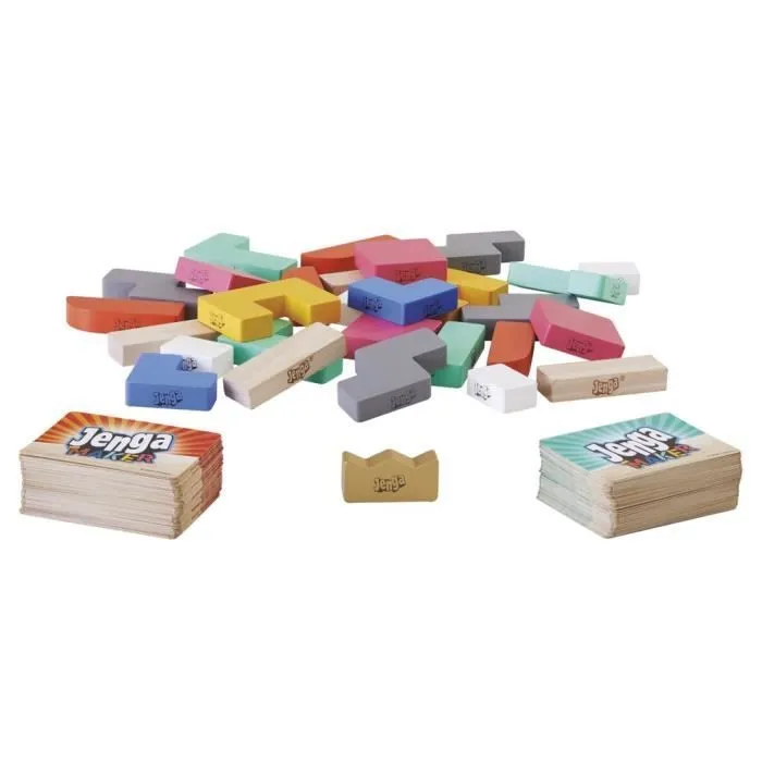 Jenga Maker, tour d'empilage avec blocs en bois massif véritable, jeu pour enfants, à partir de 8 ans, pour 2 à 6 joueurs-1