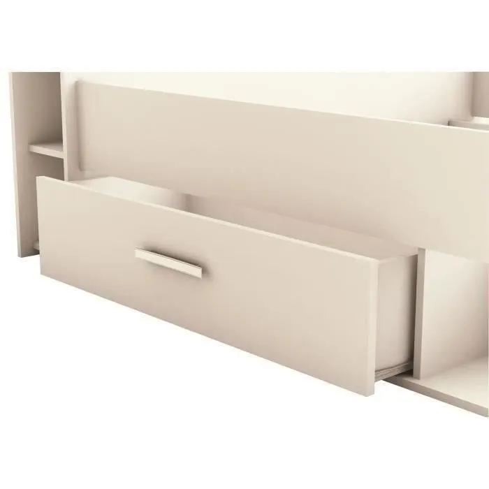 DEMEYERE Lit adulte contemporain blanc perle + tête de lit - l 160 x L 200 cm - OXYGENE-4