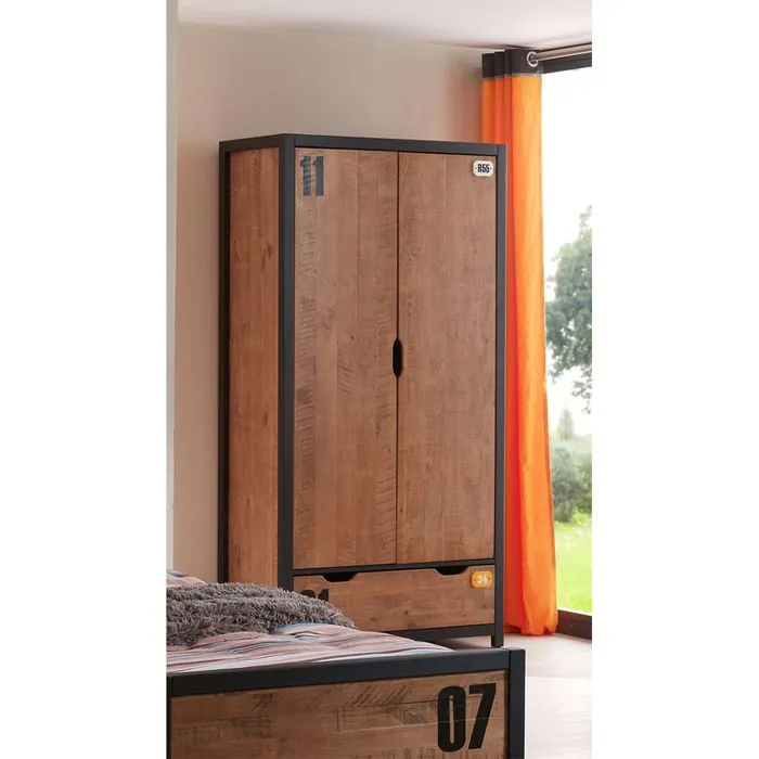 Armoire - Swithome - Alex - 2 portes - Bois massif - Style industriel-2