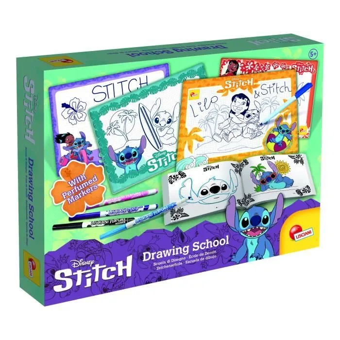 Jeu de coloriage - Liscianigiochi - Ecole de dessin STITCH - Multicolore - 4 ardoises - 3 ans et plus-0