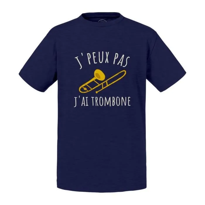 T-shirt Enfant Bleu J'Peux Pas J'ai Trombone Musique Orchestre Cuivre Jazz-0