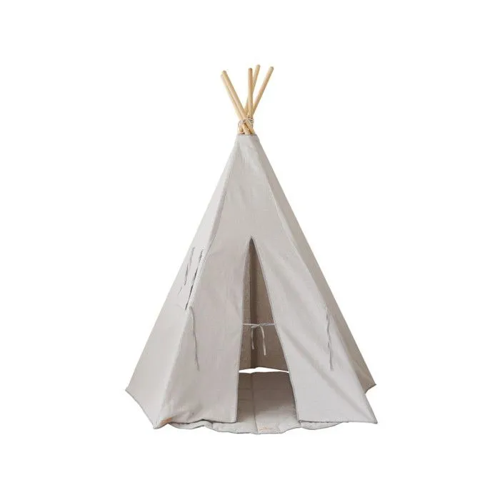 Tente Tipi Gris Pigeon Lin Naturel-0