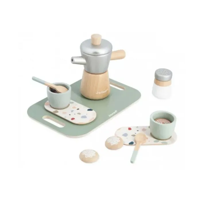 Café à l'italienne JANOD - Jouet d'imitation en bois pour enfant - 13 accessoires inclus-2