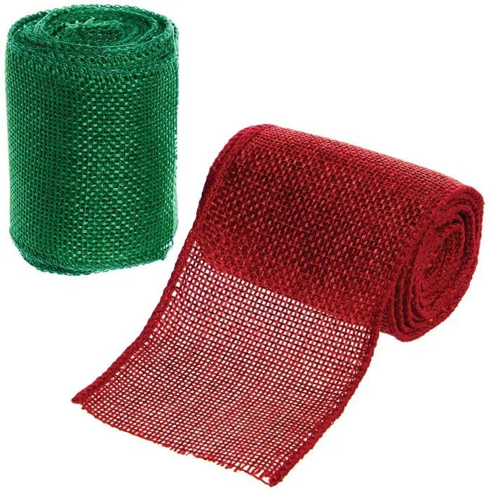 Baker ross - FX347 - Rouleau Toile de Jute de Noel - Lot de 2, Rouleau Ruban Noel ()-0