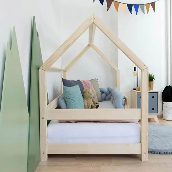 Lit cabane enfant - Benlemi - TERY - Bois - Blanc - 120 x 190 cm - A lattes-2