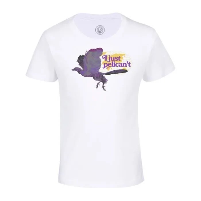 T-shirt Enfant Blanc I Just Pelican't Collage Parodie Humour Vintage Illustration Art Animal Oiseau Jeu de Mot Anglais Puns Zoomer-0