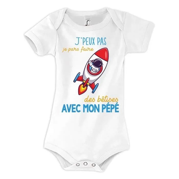 Body bébé - Bêtises - Pépé Astronaute - 100% coton - Oeko-Tex - Mixte-0