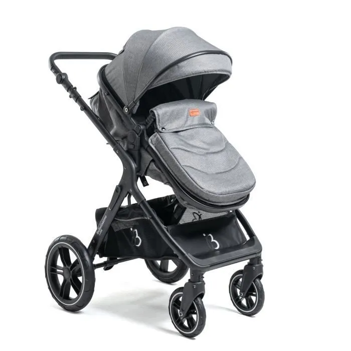 BEBELISSIMO - Poussette combinée trio 3 en 1 - siège auto 0m – nacelle – dès la naissance – jusqu’à 22kg – Premium - gris-1