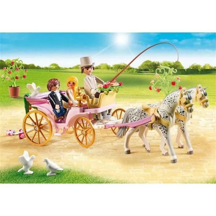 PLAYMOBIL - City Life - Carrosse et couple de mariés - 2 chevaux appaloosa - 3 personnages-2