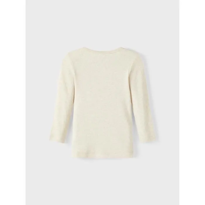 Pullover enfant - Name it - Kab - Peyote melange - 57% coton bio - T-shirt grand-père - Col autres-1