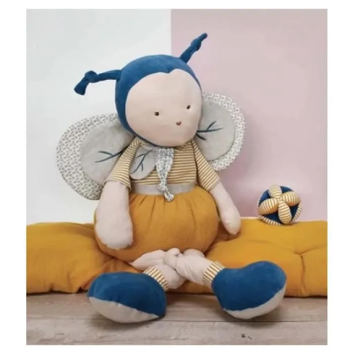 Peluche géante - DOUDOU ET COMPAGNIE - Pollen l'abeille Bio - 90 cm - Jaune doré-0