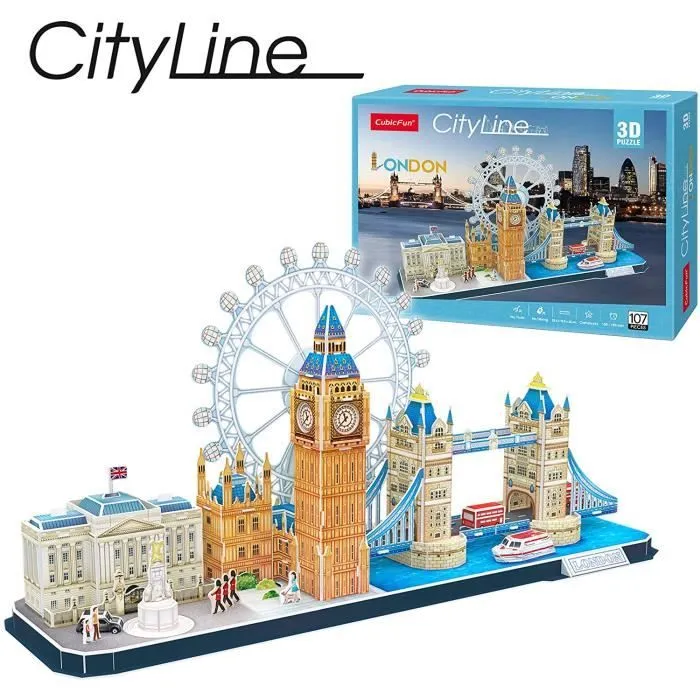 World Brands - City Line London, Puzzle 3d, Construction Enfant et Adulte, Puzzles 3d, Cadeau Anniversaire Garcon et Fille, Culture,