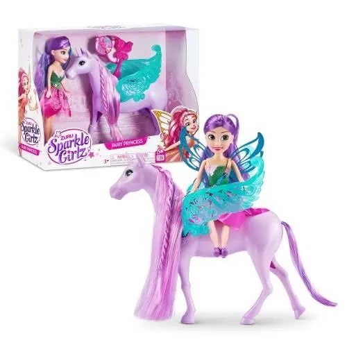 Poupée licorne et princesse Sparkle Girlz Fairy Princess - Jouet de collection pour enfants - Rose-0