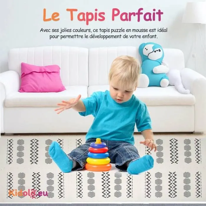 Tapis d éveil et jeux Enfant Puzzle Tribal - 120 x 180 cm - Géant - Mousse EVA sûre et durable - Kidolo-3