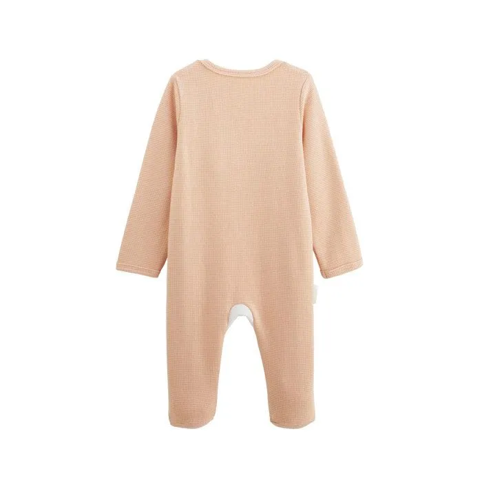 Pyjama bébé - Miss Plume - Nid d'abeille - Ouverture pont - Ecru - Mixte-1