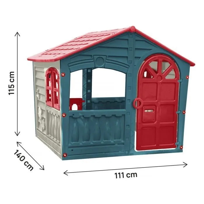 Cabane enfant en plastique  "FUN" - 140 x 111 x 115 cm - Bleu-2
