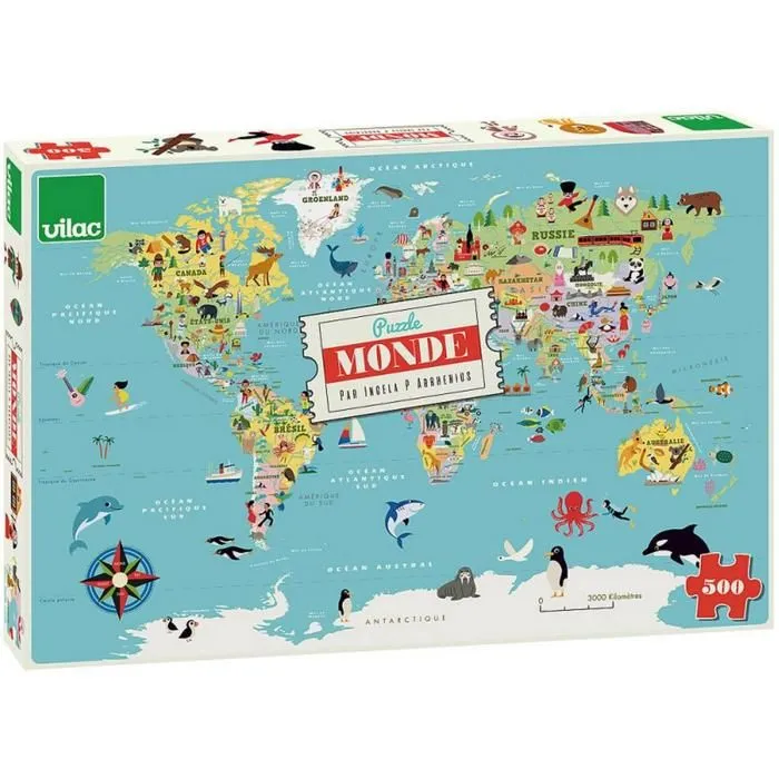 Puzzle 500 pièces : Carte du monde-1