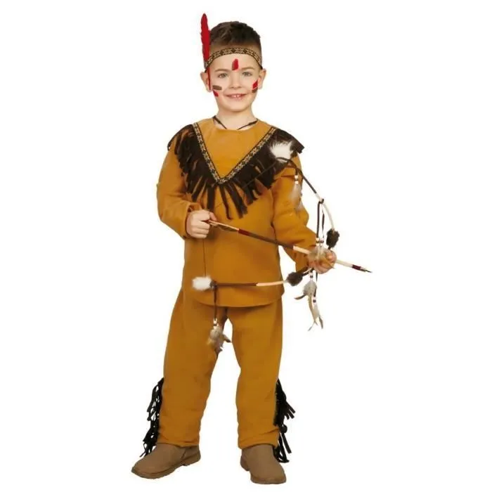 Déguisement Indien Garçon 10/12 ans - Fiestas Guirca - Modèle Indien - Marron - Polyester-0