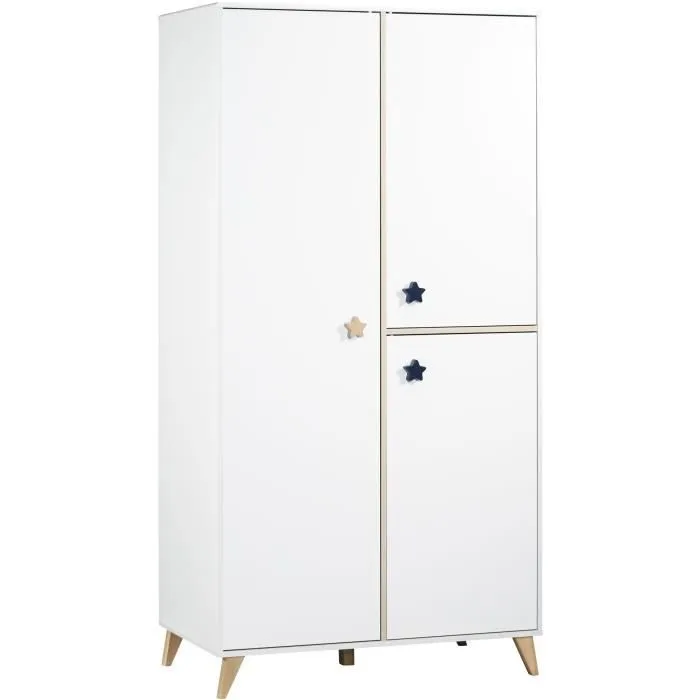 Chambre bébé trio OSLO - Lit 120x60 + Commode à langer 2 tiroirs étoiles + Armoire 3 portes - SAUTHON-3