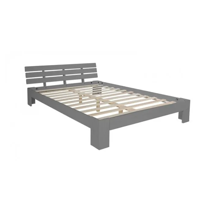 HomeStyle4U - 2039 - Lit double lit futon en bois 180x200 lit pin gris cadre de lit en bois massif-0