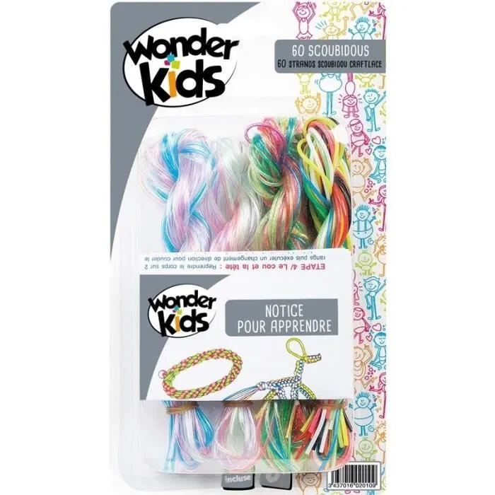 Scoubidous - Wonderkids - 60 tressés - Multicolore - Notice incluse - Modèle aléatoire-0
