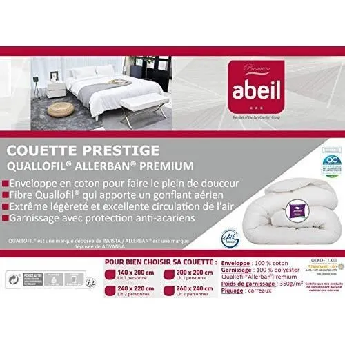 Couette Prestige Quallofil Allerban Chaude - ABEIL - 140 x 200 cm - Coton - Blanc-3
