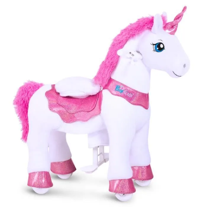 PonyCycle Modèle E Licorne Porteur à Roulettes avec Frein(Rose-Taille 3 pour 3-5 ans)Jouets à Monter Extérieur pour Enfants-E312-0