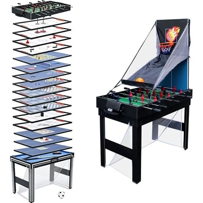 Table multi-jeux HAPPY GARDEN - 20 jeux - Pour enfants - Noir, rouge et vert-0