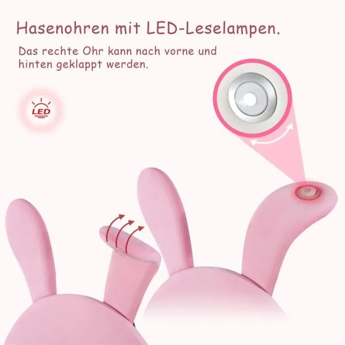 Lit 140x200cm - DREAMMESPACE - Oreilles de lapin - Lampe - Velours rose-2