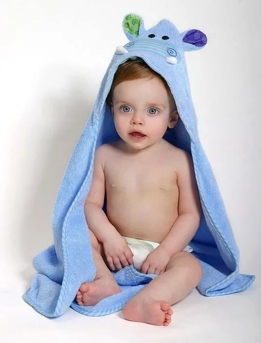 Sortie de bain - poncho de bain Zoocchini - 152 - Serviette de Bain Bebe Motif Henry L'Hippo-3
