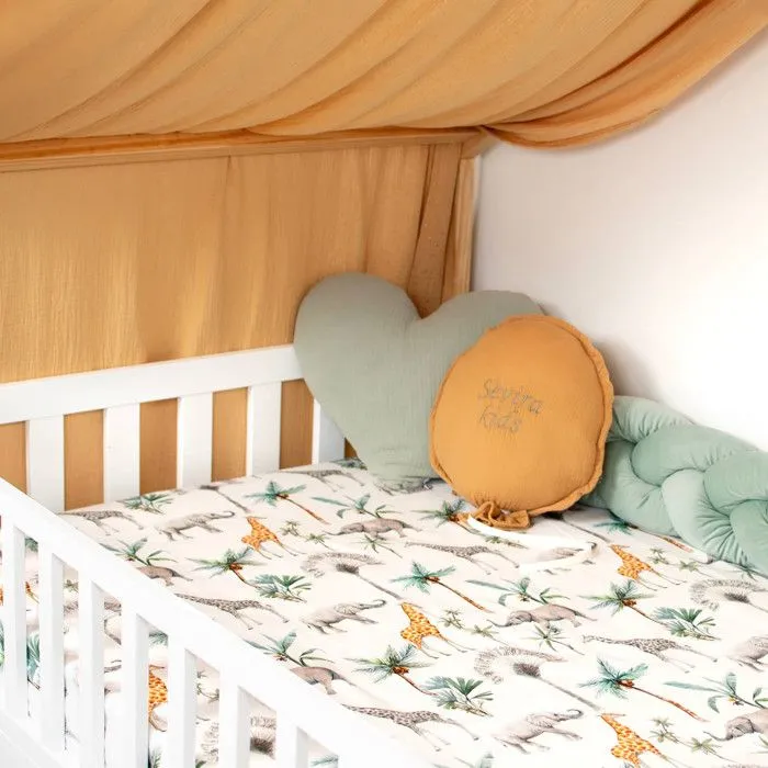 Drap-housse en satin de coton   Vert de  Vert de gris 70x140 cm-4